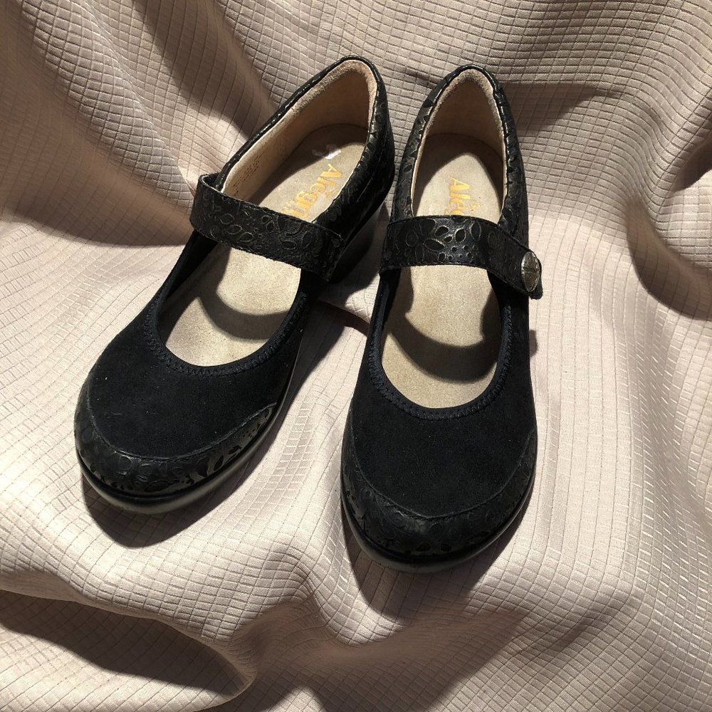 Alegria black leather wedge Mary Jane,  size 7.5 M